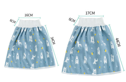 Blauer Kinderrock mit Eisbär-Muster, elastischer Bund, Baumwolle, Größenangaben.