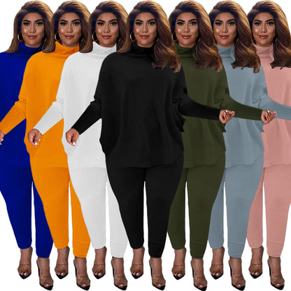 Damen Zweiteiler Set, Rollkragen, verschiedene Farben, Freizeitmode, Herbst Winter Outfit