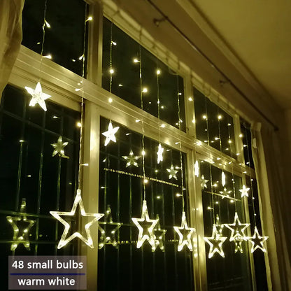 Sternförmige Lichterkette, warmweiß, 48 kleine Glühbirnen, Fensterdekoration, Weihnachten.