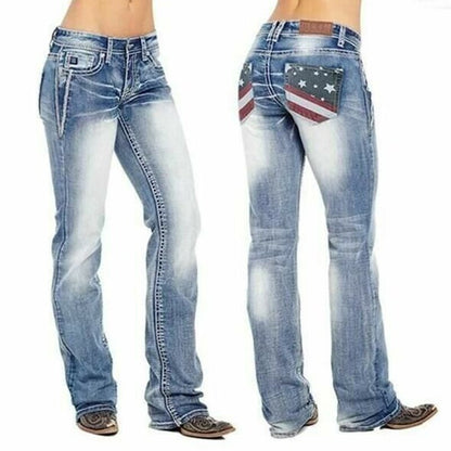 Damernas bootcutjeans med flaggdetaljer – Madison