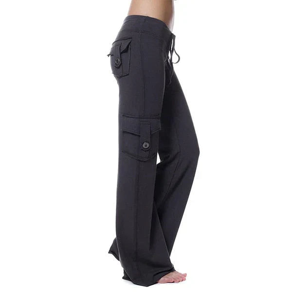 Damska Bootcut Cargo Byxa med fickor – Isabella Höstupplaga