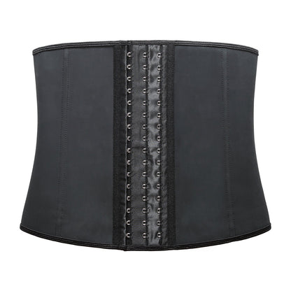 Schwarzes Latex-Taillenkorsett mit Hakenverschluss, formend, für Damenmode und Figurbetonung.