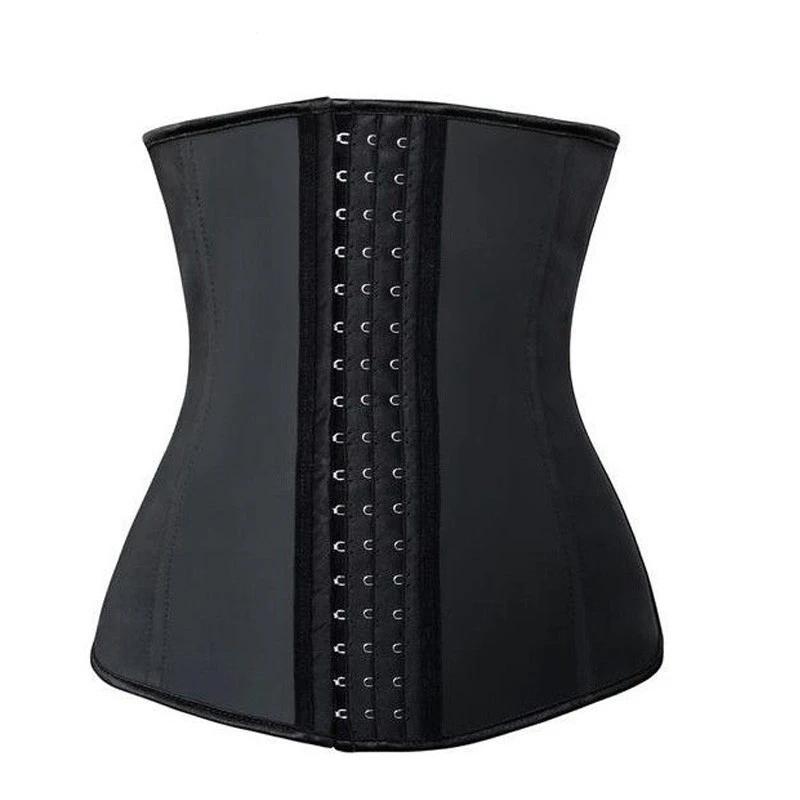 Schwarzes Taillenkorsett mit Hakenverschluss, Latex, Figurformung, Damenmode.