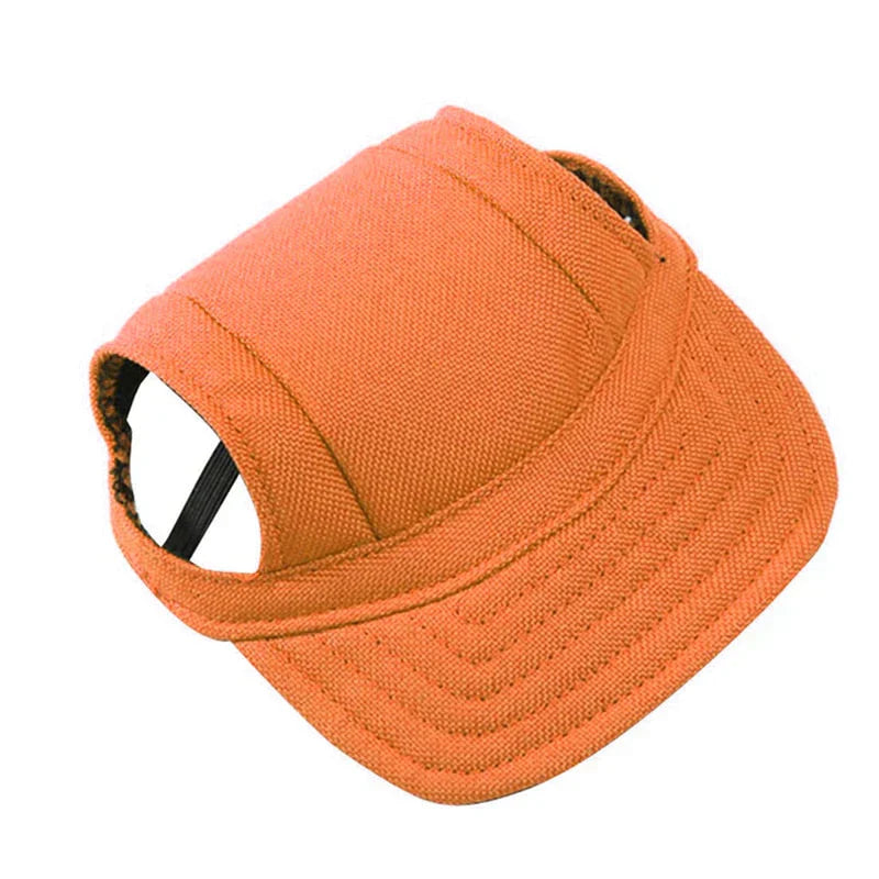 Orange Hundemütze, verstellbar, Baumwolle, Sonnenschutz, Outdoor-Haustierzubehör.