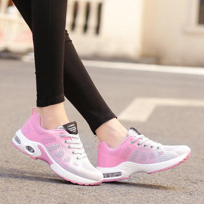 Damen Sneaker rosa-weiß, atmungsaktiv, Sportschuhe, Straßenlauf, modisch, bequem.