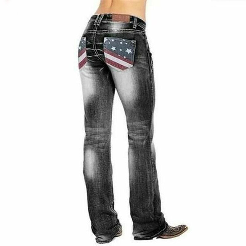 Damernas bootcutjeans med flaggdetaljer – Madison