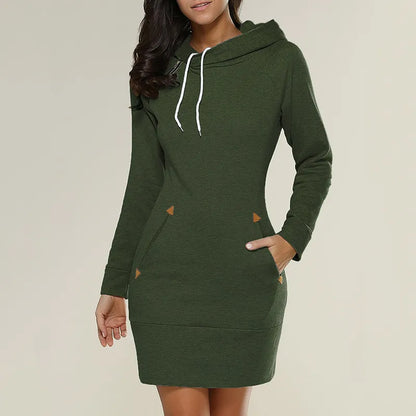 Höstlig hoodie sweatkjol med fickor - Isabella