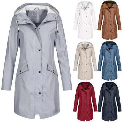 Damen Regenmantel mit Kapuze, wasserdicht, verschiedene Farben, Outdoor-Jacke, modisch.
