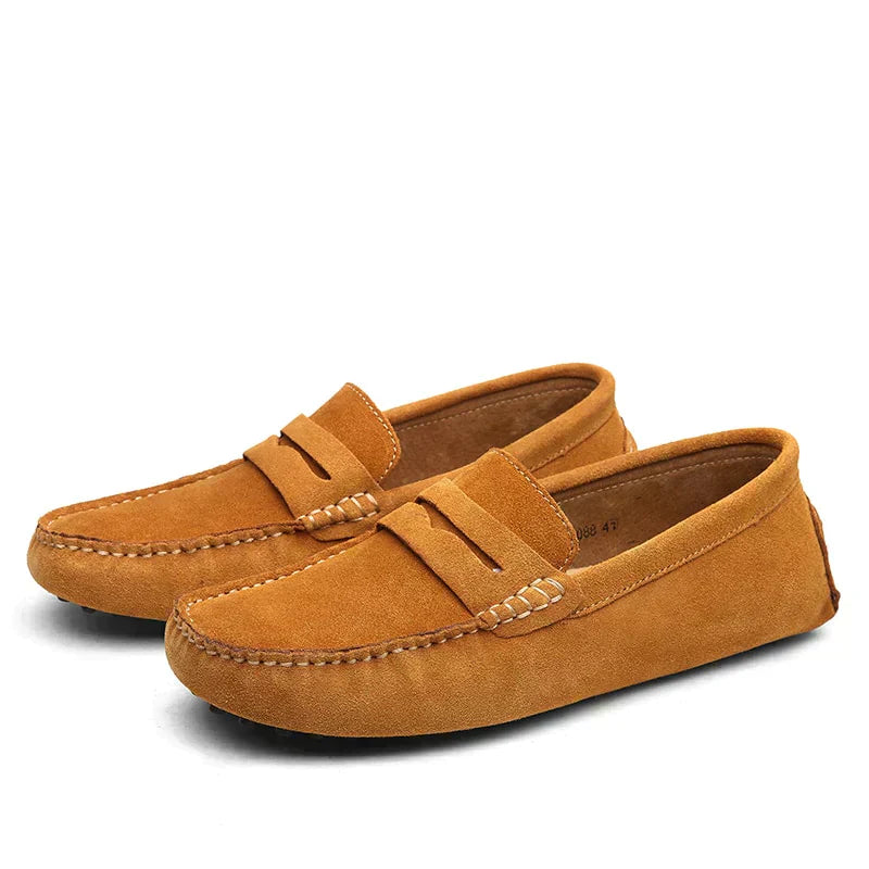 Braune Wildleder-Mokassins für Herren, rutschfest, bequem, lässig, modisch.