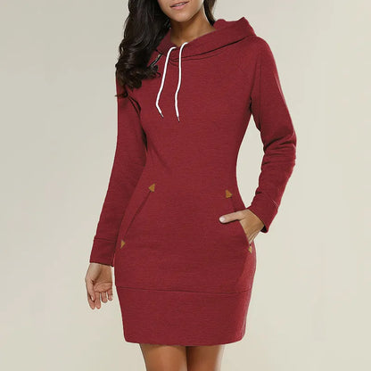 Höstlig hoodie sweatkjol med fickor - Isabella