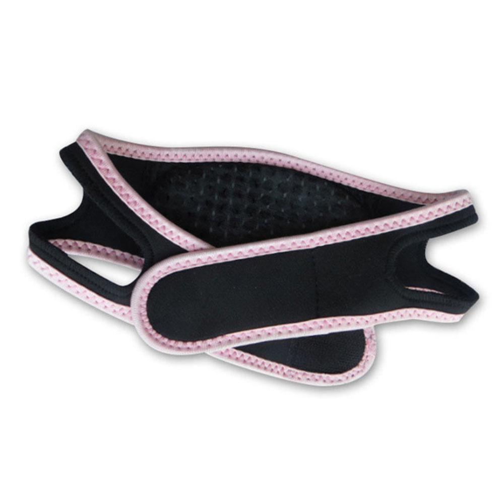 Schwarze und rosa Neopren-Kniebandage für Sport und Fitness.