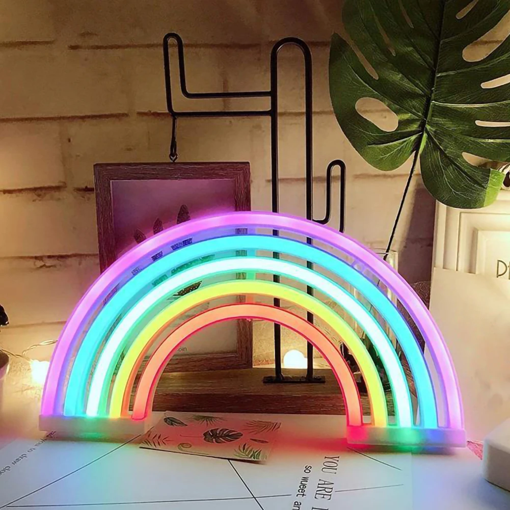 Neon Regenbogen Lampe, bunte LED Dekoration, Tischleuchte, modernes Wohnaccessoire, Nachtlicht