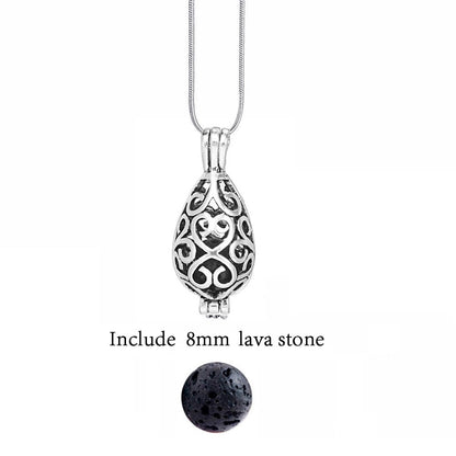 Silberner Anhänger mit filigranem Muster und 8mm Lavastein, Schmuck, Halskette, Geschenkidee.