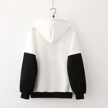 Weißer Hoodie mit schwarzen Ärmeln, Unisex, Baumwolle, Kapuzenpullover, modisch, bequem.