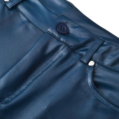 Läderstretchbyxor med hög midja - Raffaela