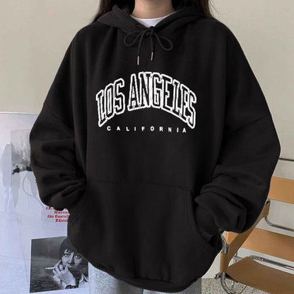 Schwarzer Hoodie "Los Angeles California", Unisex, Baumwolle, lässig, Streetwear, Kapuzenpullover.