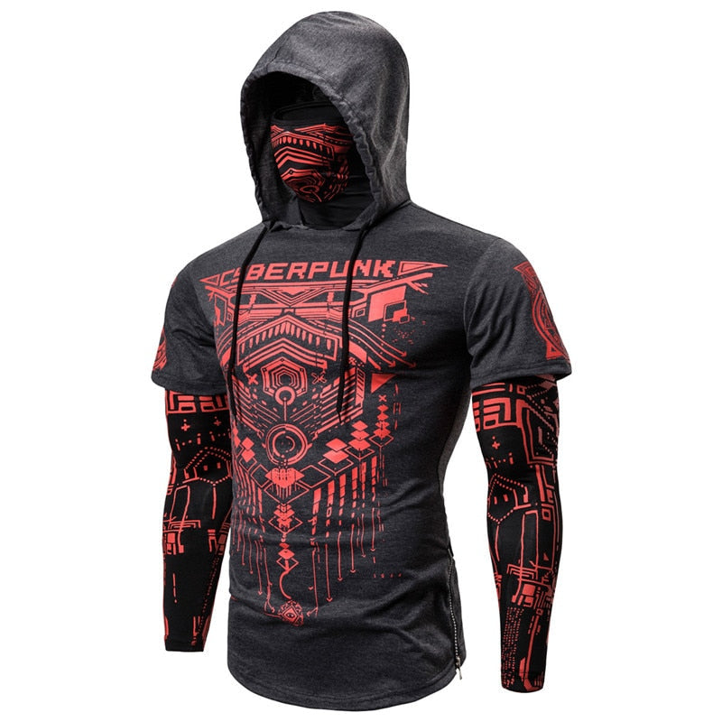 Hoodie för herr med integrerad dödskallemask – Höstupplaga ShadowX