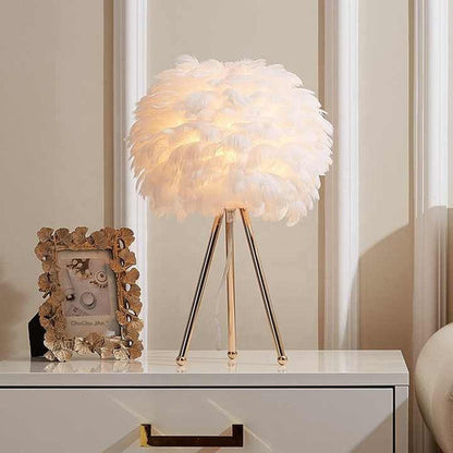 Dimbar bordslampa med lyxiga fjädrar – Pluma