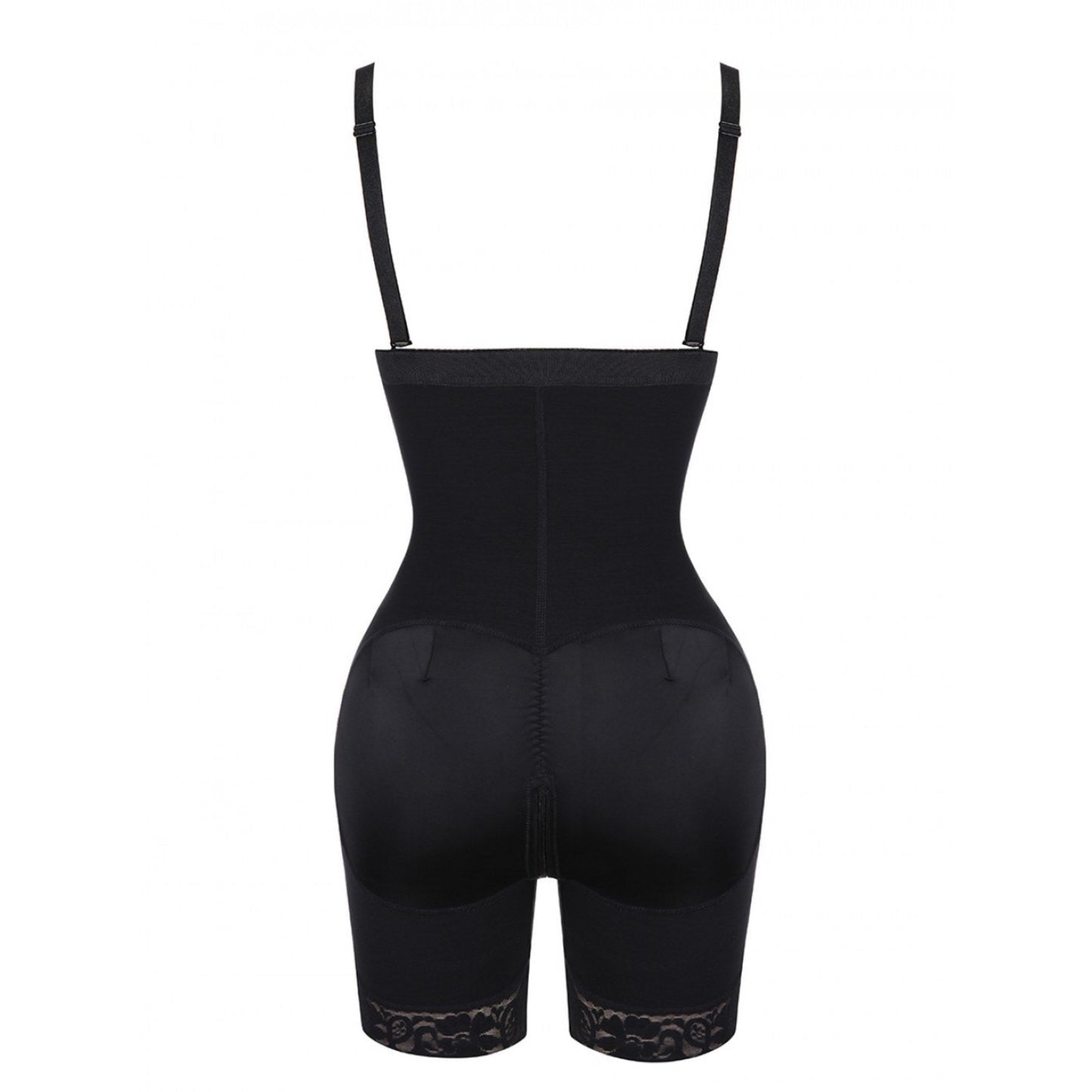 Schwarze Shapewear für Damen, hoher Bund, nahtlos, figurformend, verstellbare Träger.