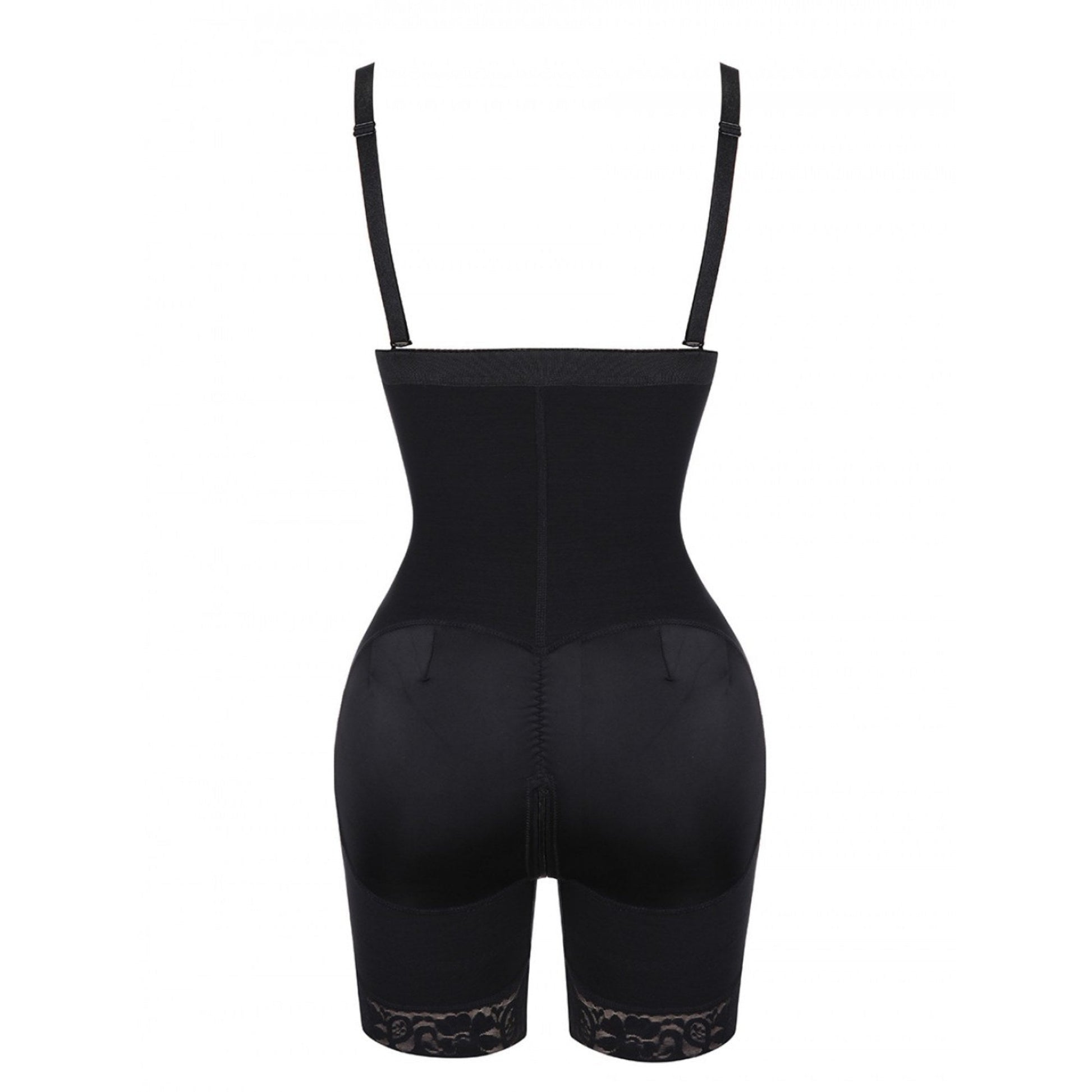 Schwarze Shapewear für Damen, hoher Bund, nahtlos, figurformend, verstellbare Träger.