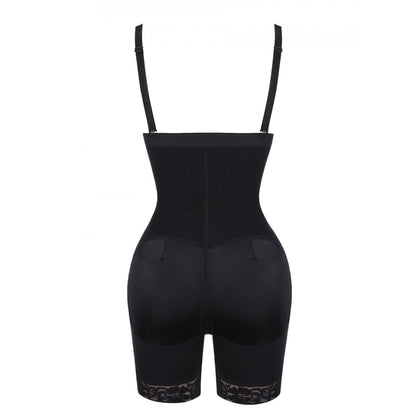 Schwarze Shapewear für Damen, hoher Bund, nahtlos, figurformend, verstellbare Träger.