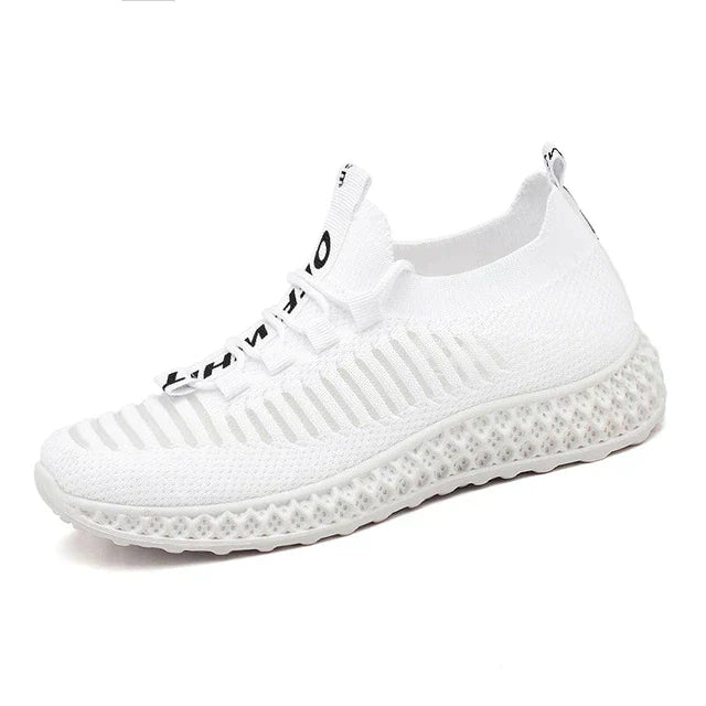 Weiße Damen-Sneaker, Mesh, Plattformsohle, atmungsaktiv, modisch, bequem.