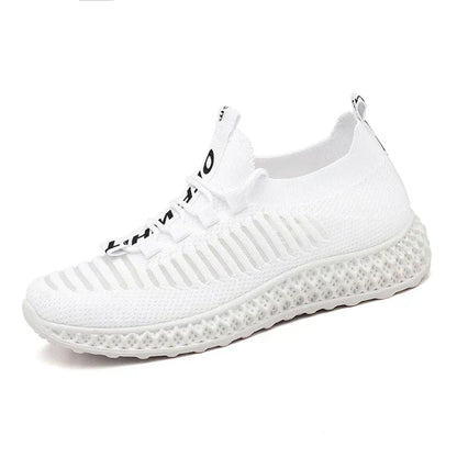 Weiße Damen-Sneaker, Mesh, Plattformsohle, atmungsaktiv, modisch, bequem.