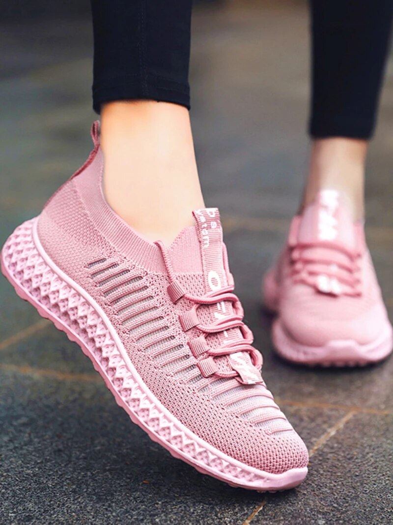 Rosa Damen-Sneaker, Mesh, Plattformsohle, lässig, bequem, modisch, Straßenschuhe.
