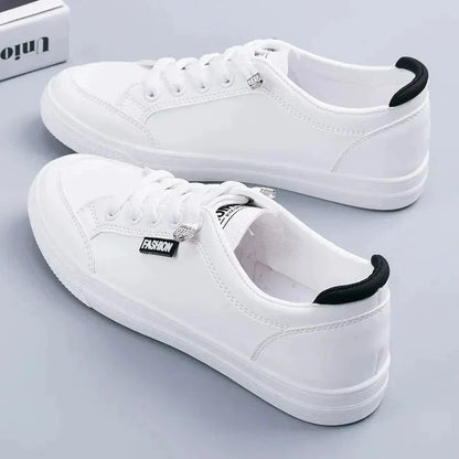 Weiße Damen-Sneaker, Schnürschuhe, modisch, bequem, für Sommer, Tennis, Freizeit.