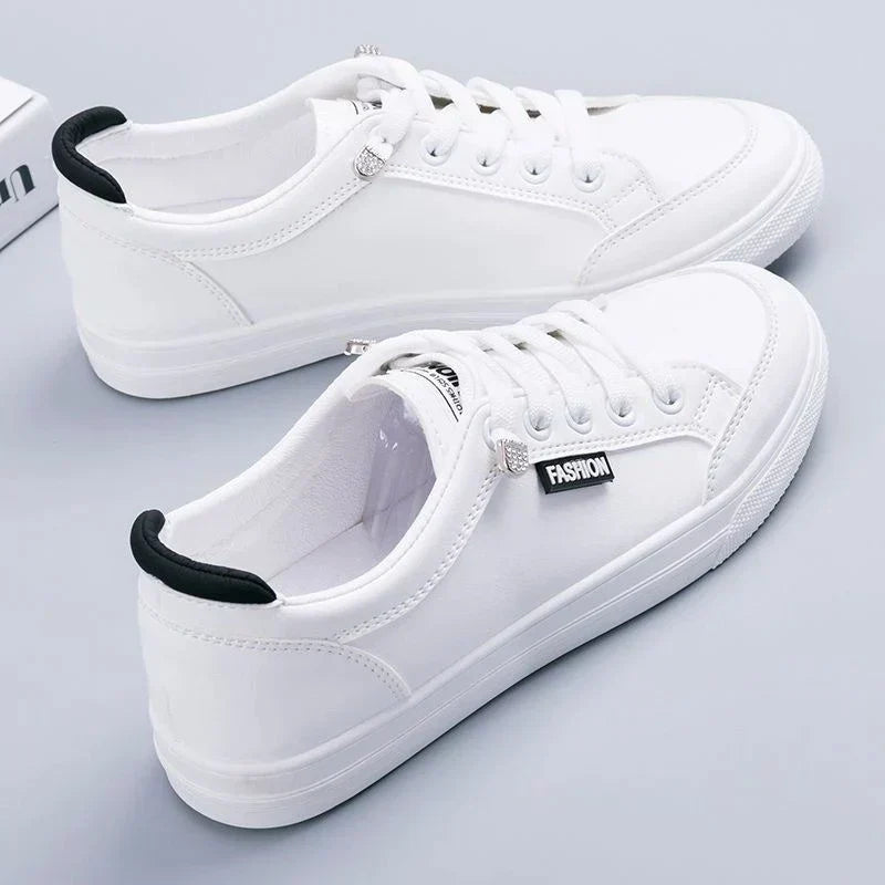 Weiße Damen-Sneaker, Schnürschuhe, modisch, bequem, für Sommer, Tennis, Freizeit.