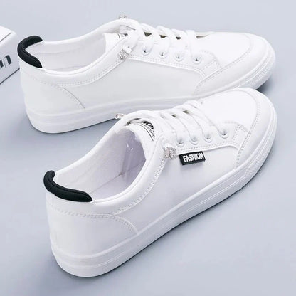 Weiße Damen-Sneaker, Schnürschuhe, modisch, bequem, für Sommer, Tennis, Freizeit.