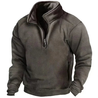 Taktische Outdoor-Jacke Herren, winddicht, warm, Reißverschluss, Polarwolle, olivgrün.