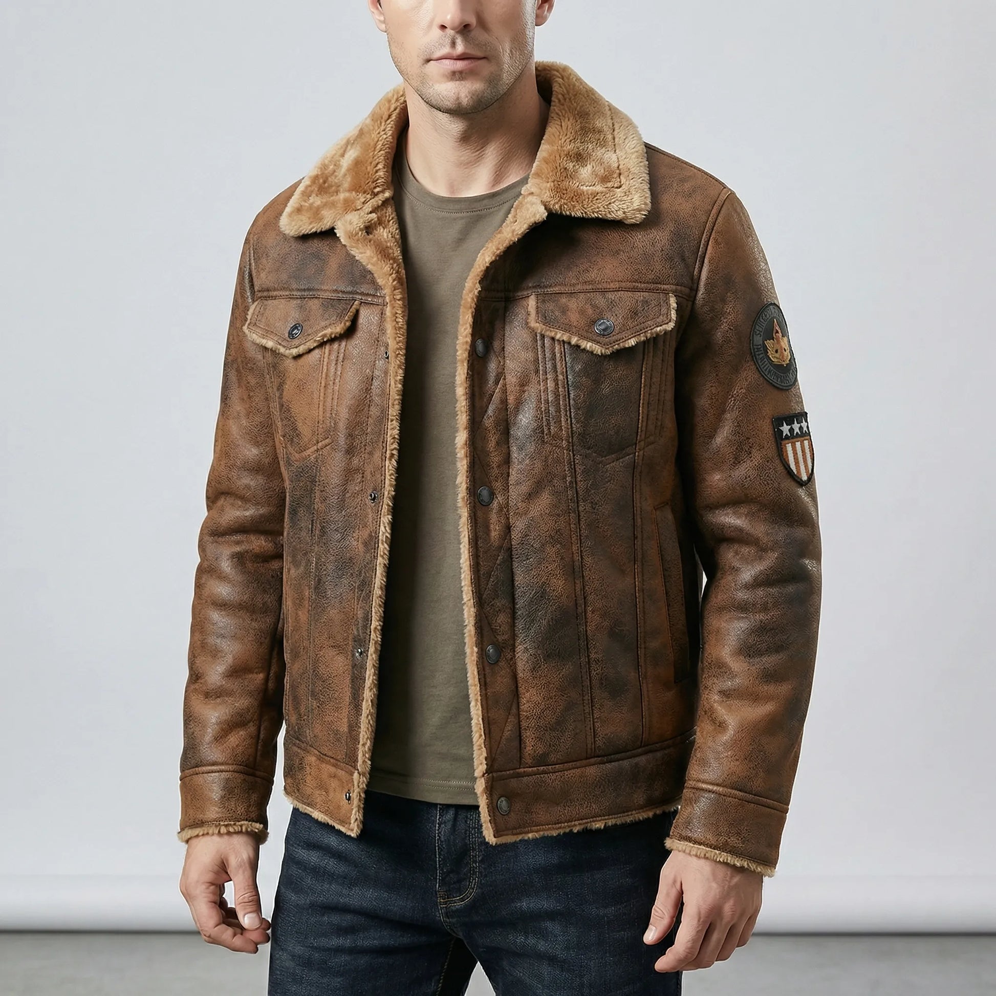 Herren-Bikerjacke Im Klassischen Stil - Mio