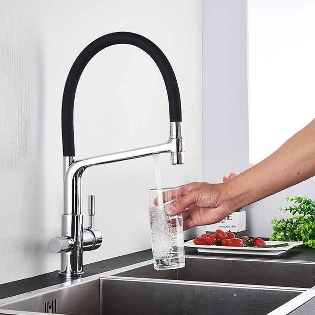 Moderne Küchenarmatur aus Edelstahl, schwarz, mit flexiblem Auslauf, Wasserhahn Design.
