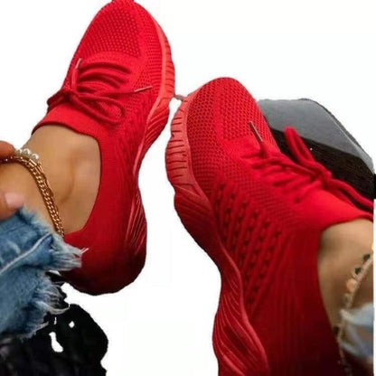 Rote Sportschuhe, atmungsaktiv, Damen Sneaker, modisch, bequem, Freizeit, Laufen.