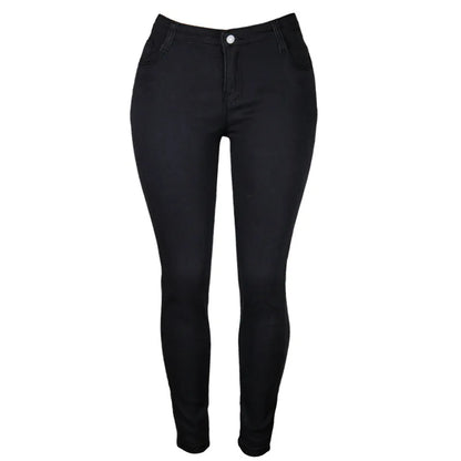 Schwarze Damen-Jeans, Skinny-Fit, hoher Bund, modisch, bequem, vielseitig.