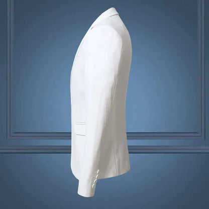 Weißer Herrenanzug, Slim Fit, Business Casual, hochwertig, große Größen, elegant.