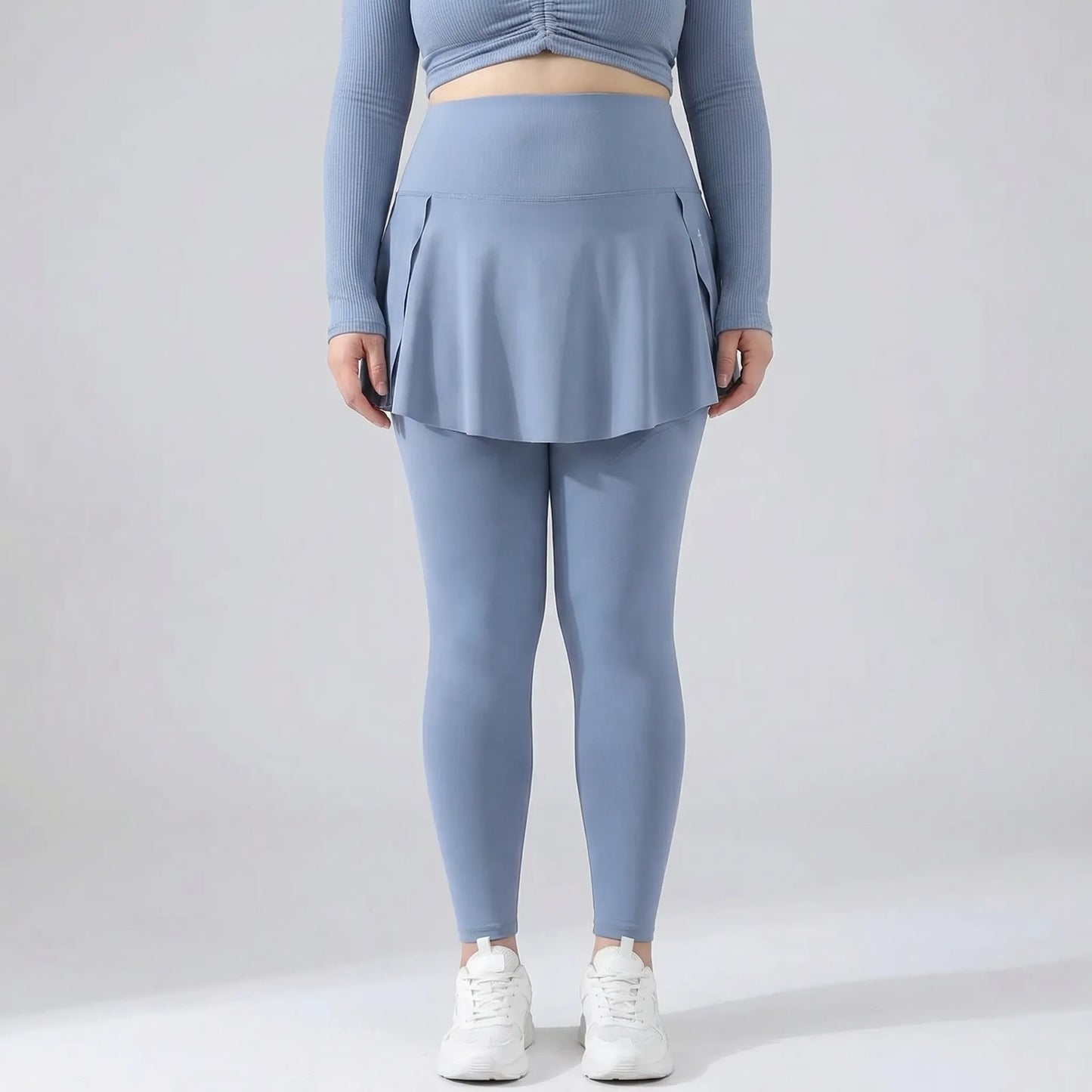 High-Waisted Skirt-Overlay Leggings - Lydia