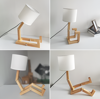 Flexibel robot skrivbordslampa i massivt trä - LumoBot