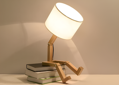 Flexibel robot skrivbordslampa i massivt trä - LumoBot