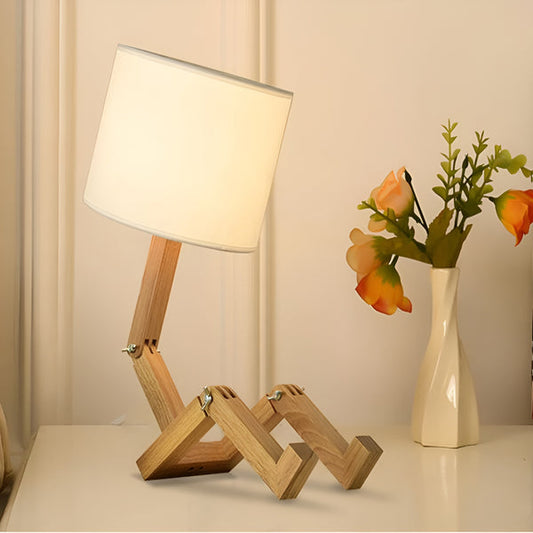 Flexibel robot skrivbordslampa i massivt trä - LumoBot