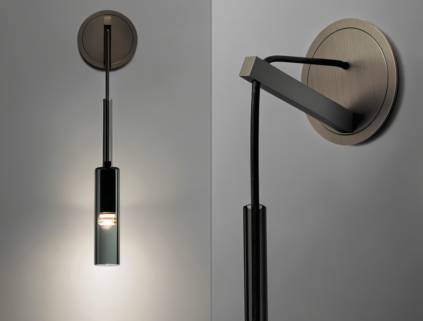 Minimalistisk vägglampa med rökglas – Orvane