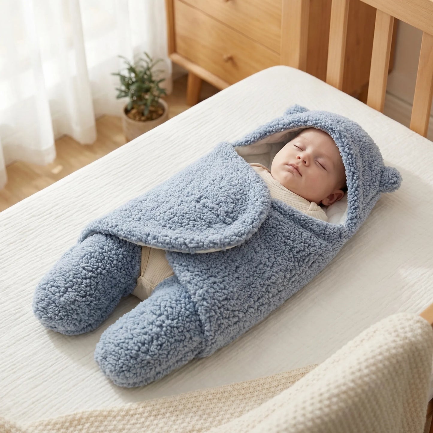 Hooded Newborn Swaddle Wrap Blanket - Sam