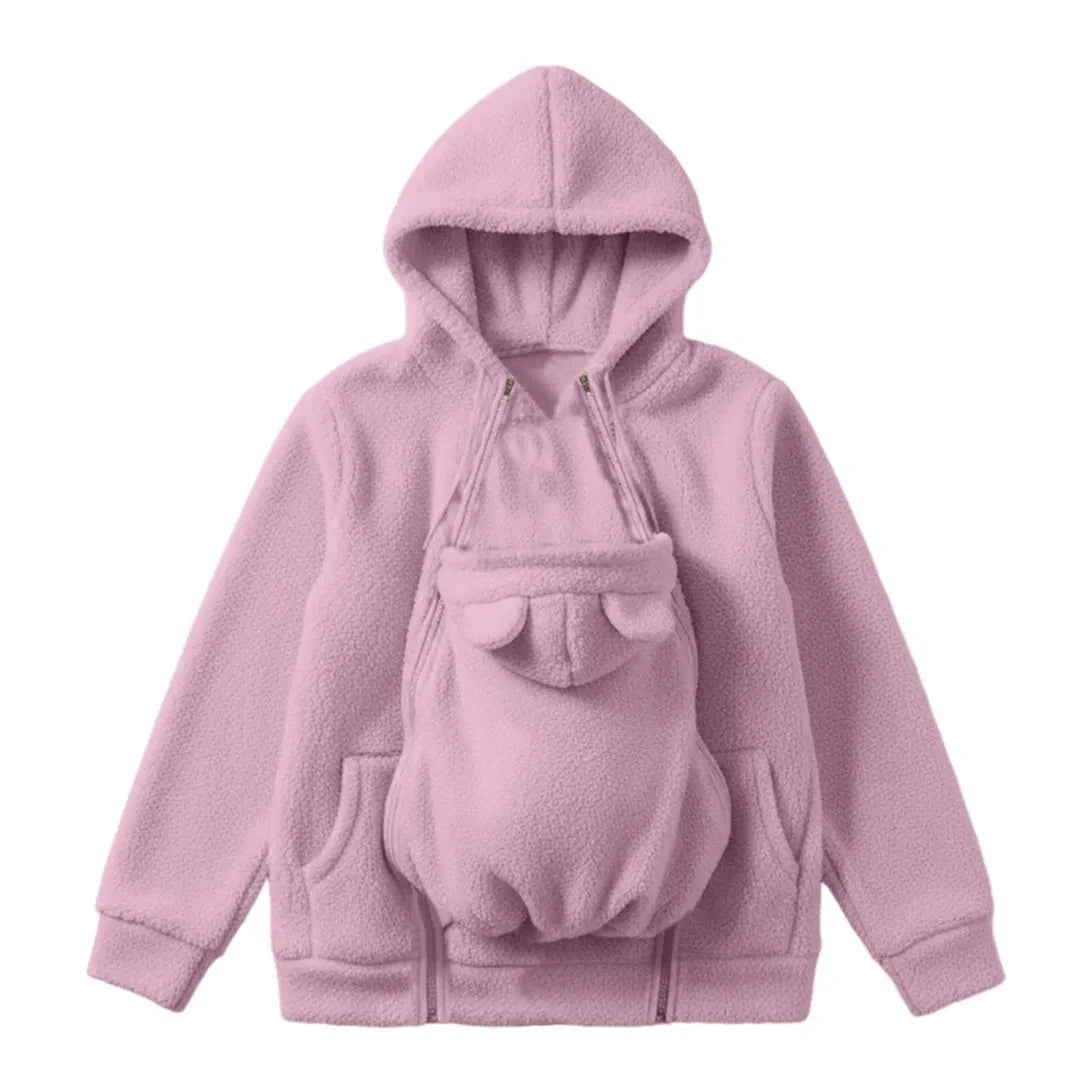 Cozy Fleece Baby-Wearing Hoodie with Front Pouch 1