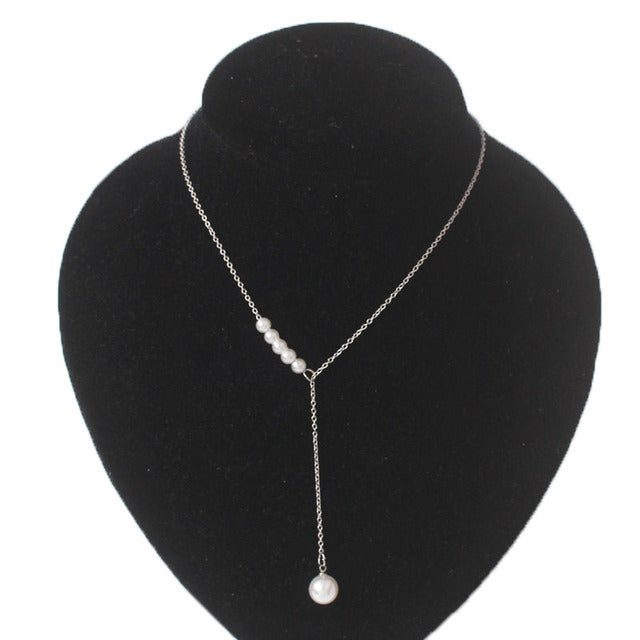 Koreanische Mode Imitation Perlenkette, Damen Choker, silber, Party Schmuck, Trend Halskette.