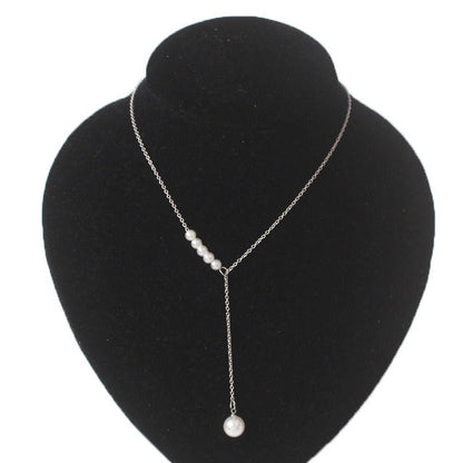 Koreanische Mode Imitation Perlenkette, Damen Choker, silber, Party Schmuck, Trend Halskette.