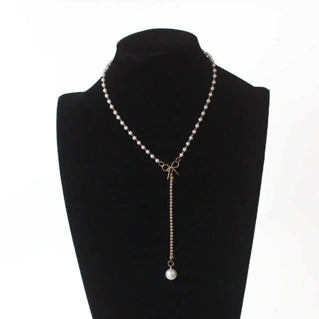Koreanische Mode Imitation Perlen Choker Halskette, Damen Schmuck, Party Accessoire, Weiß.