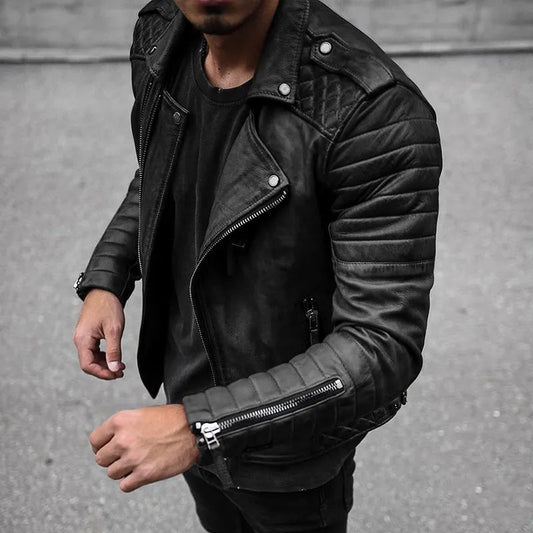 Herren Leren Bikerjack – Cael