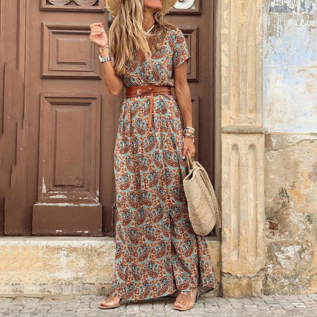 Mönstrad boho-maxiklänning för damer – Thalia