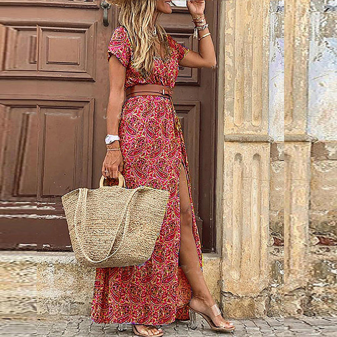 Mönstrad boho-maxiklänning för damer – Thalia